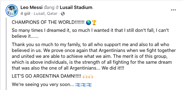 Messi ra tuyên bố chính thức sau khi vô địch
